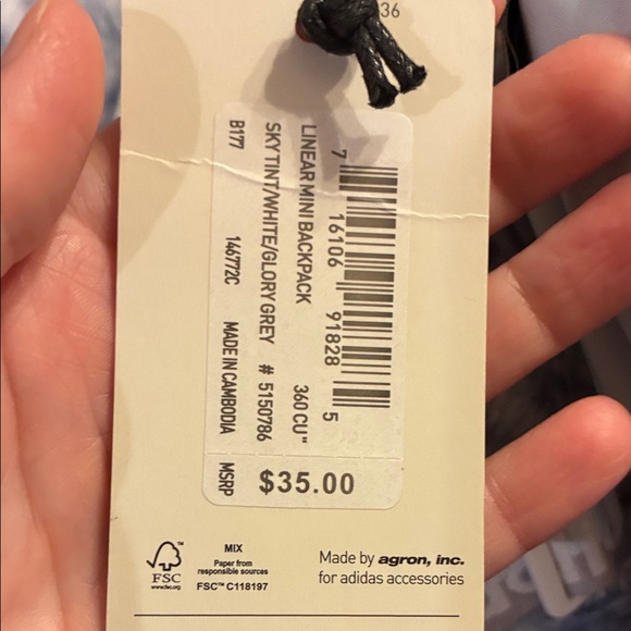 Adidas Sky Blue Compact Linear Mini Backpack NWT - Picture 6 of 6